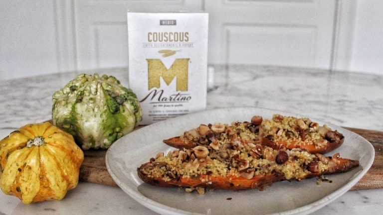 Autumn risotto-style couscous with sweet potatoes