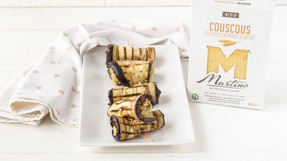 Grilled Eggplant Rolls with Couscous