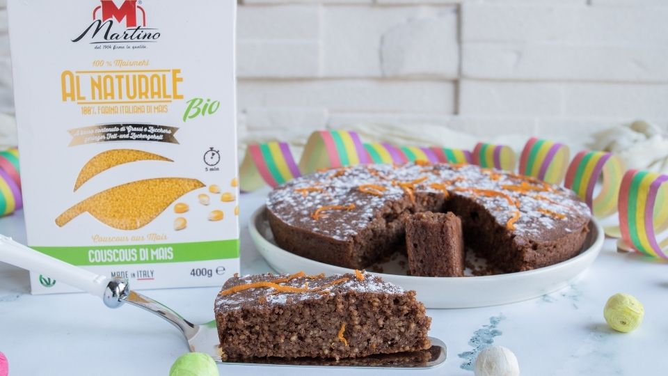 Chocolate migliaccio with couscous