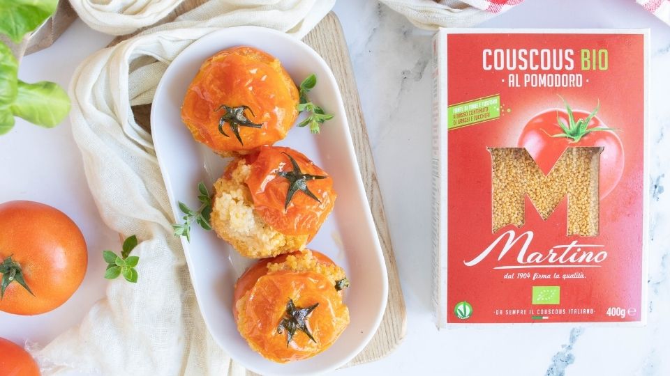 Baked Couscous Stuffed Tomatoes