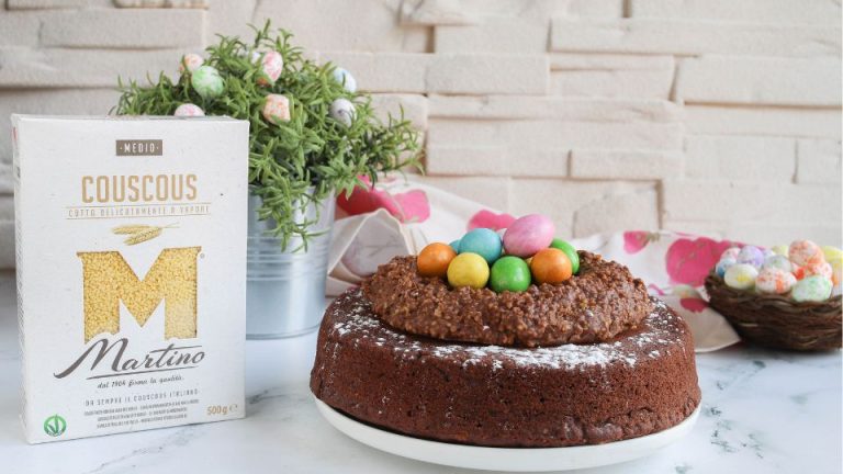 Nest cake with chocolate couscous