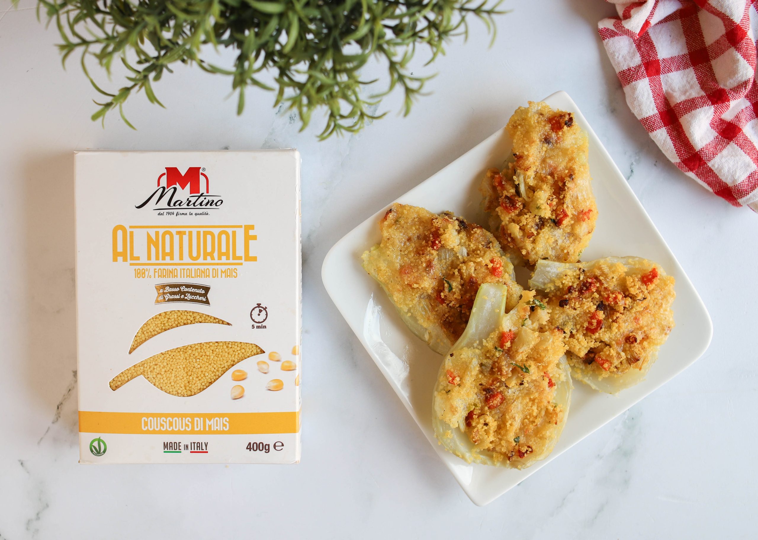 FINOCCHI RIPIENI DI COUSCOUS DI MAIS AL FORNO