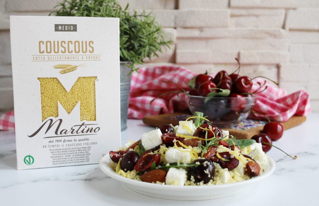 Couscous with Cherries, Feta, and Arugula