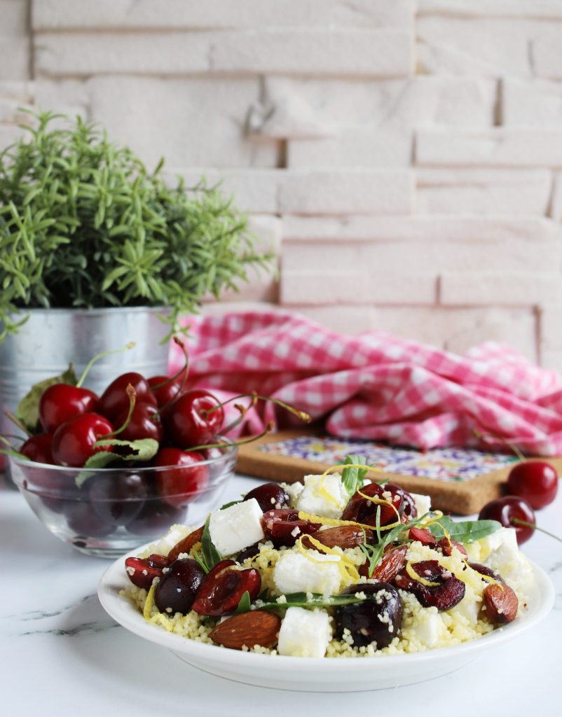 Couscous with Cherries, Feta, and Arugula