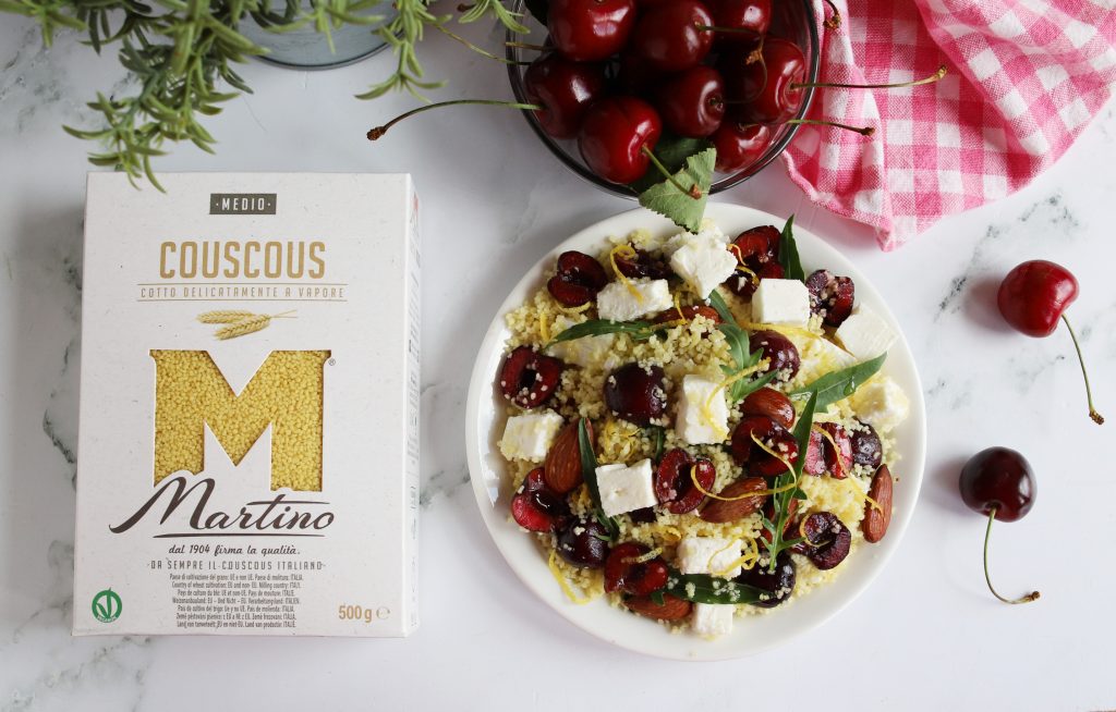 Couscous with Cherries, Feta, and Arugula