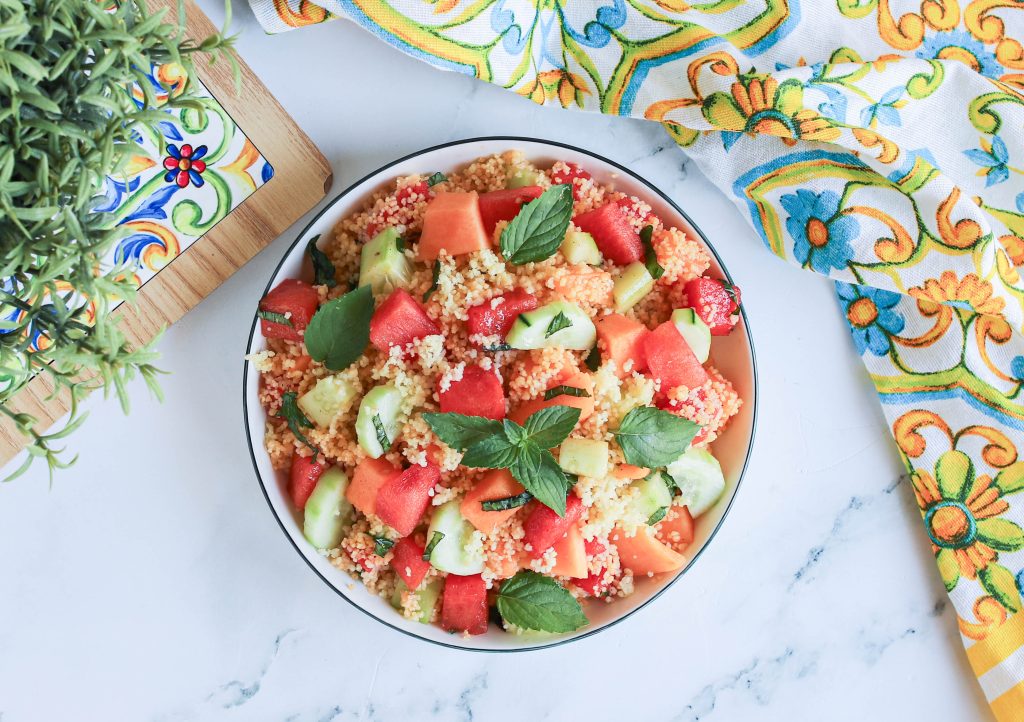 COUSCOUS CON MELONE ANGURIA E CETRIOLI