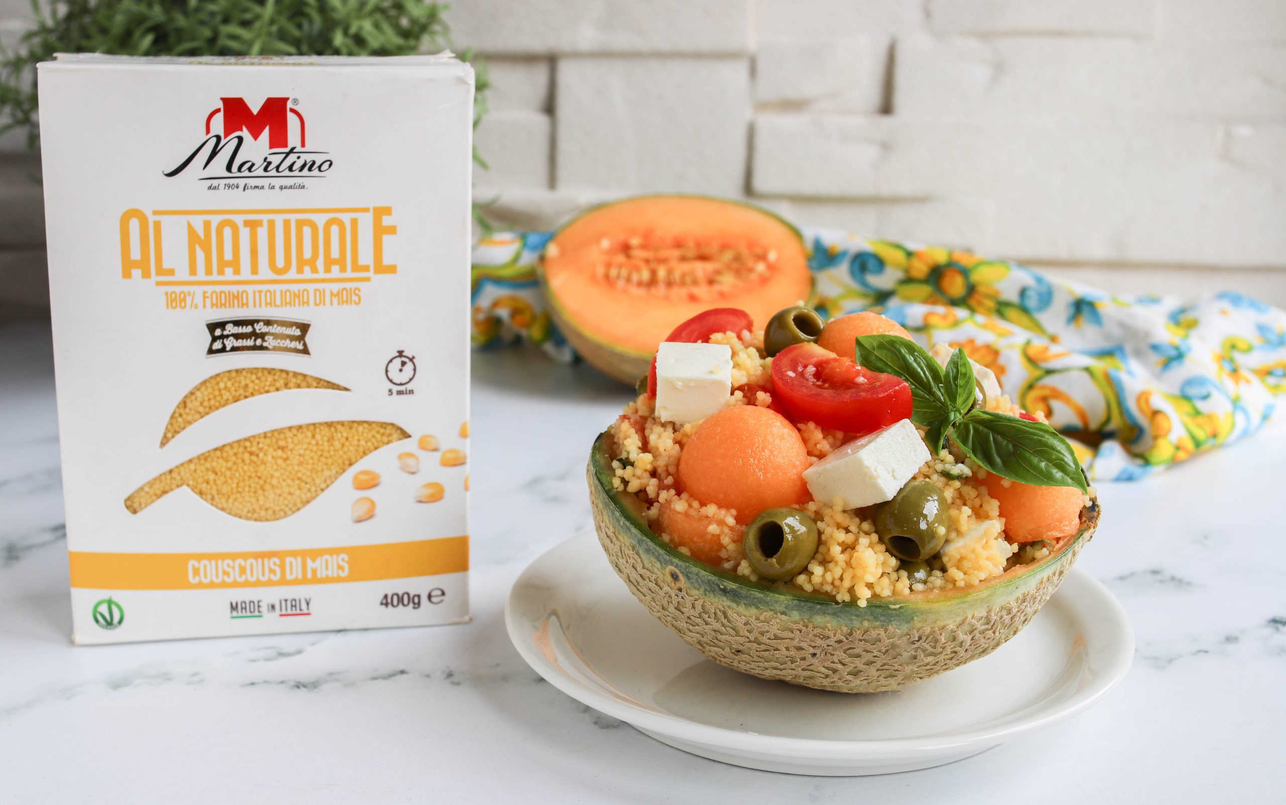 COUSCOUS DI MAIS CON MELONE E FETA