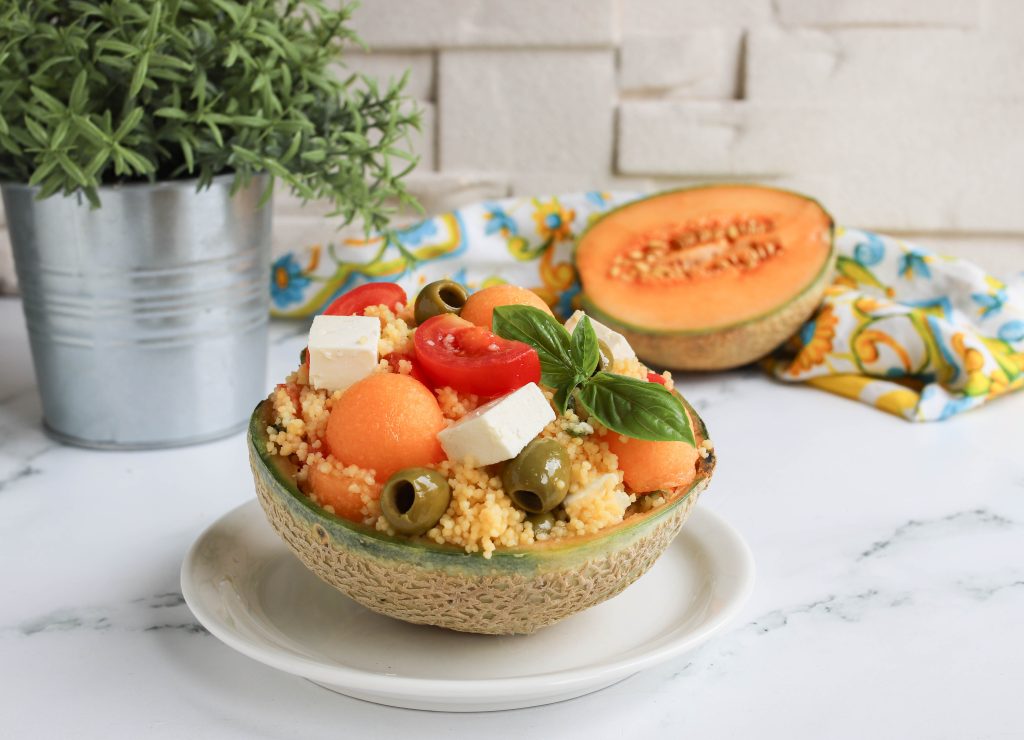 COUSCOUS DI MAIS CON MELONE E FETA