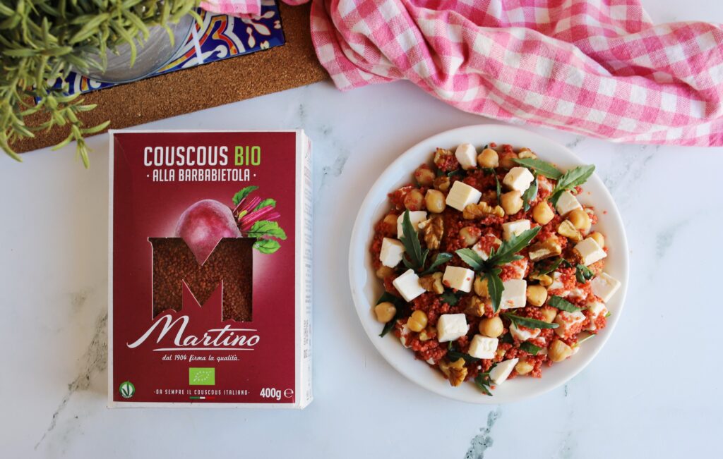 COUSCOUS ALLA BARBABIETOLA CON CECI, NOCI E PRIMO SALE