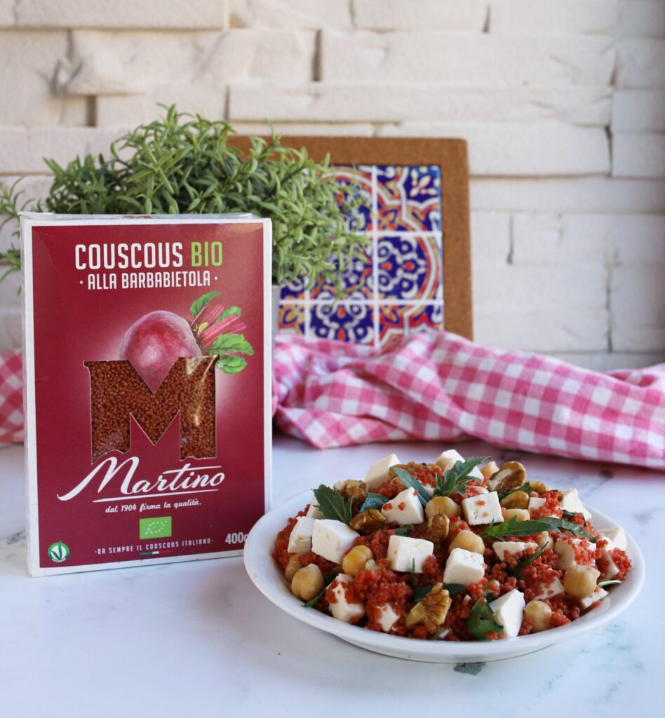 COUSCOUS ALLA BARBABIETOLA CON CECI, NOCI E PRIMO SALE